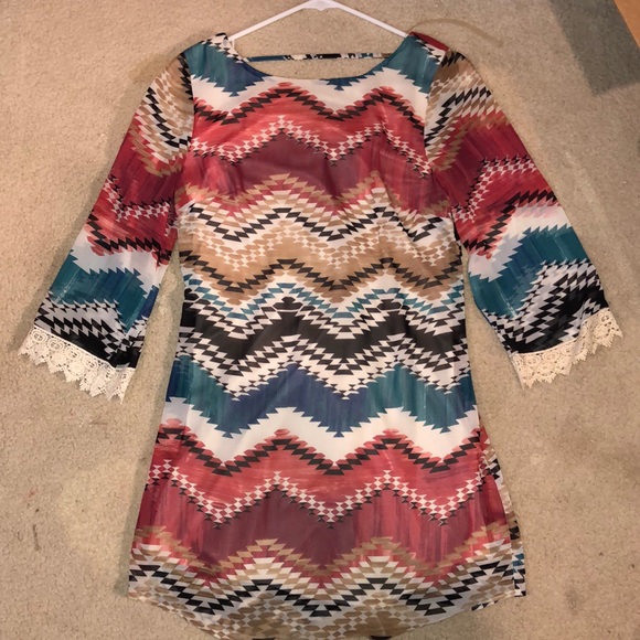 Gabriella Rocha 3/4 sleeve chevron print dress - Picture 2 of 5